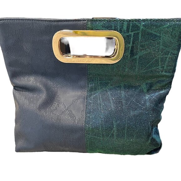 Vintage Ethel & Myrtle Inc. Blue Iridescent Peacock Inspired Tote Handbag - Picture 1 of 8